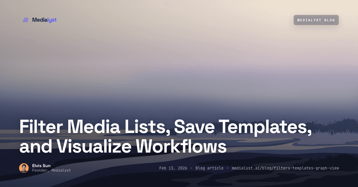 Filter Media Lists, Save Templates, and Visualize Workflows