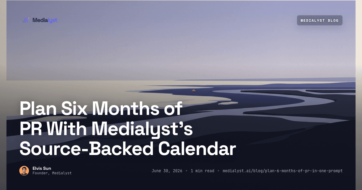 Plan Six Months of PR With Medialyst's Source-Backed Calendar
