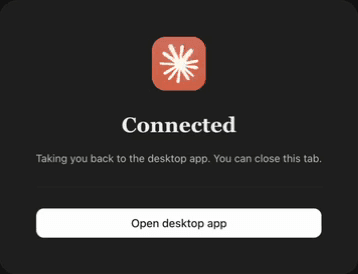 The Connected confirmation page after authorizing Medialyst