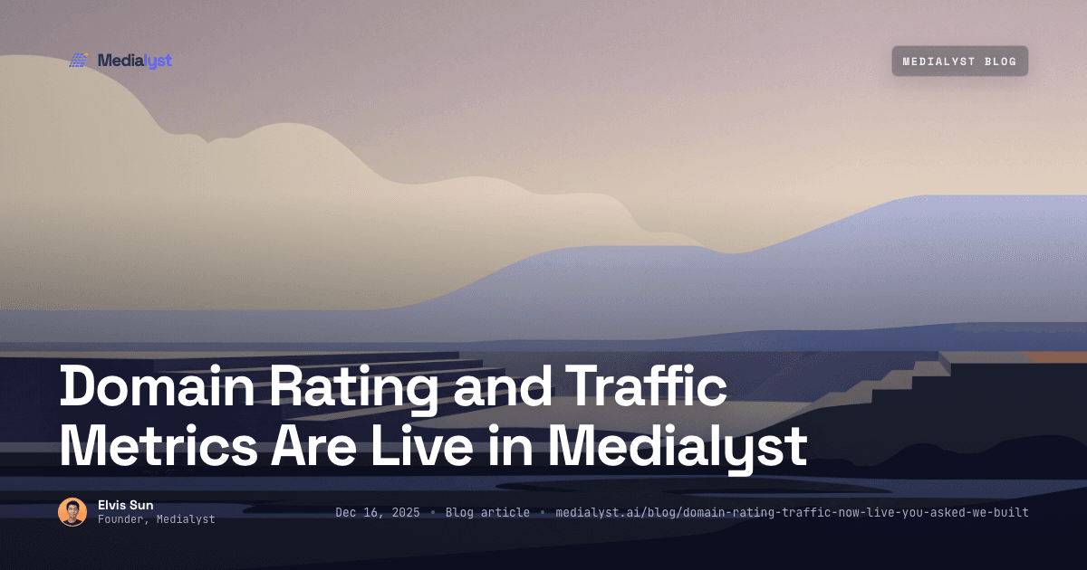 Domain Rating and Traffic Metrics Are Live in Medialyst