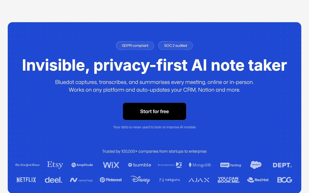 Bluedot interface