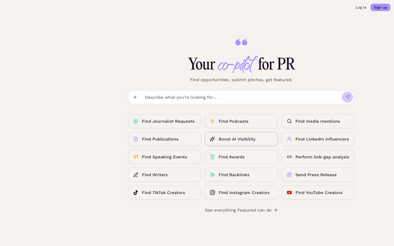 Featured (HARO, Connectively) interface