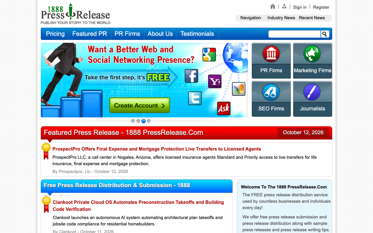 1888 PressRelease interface