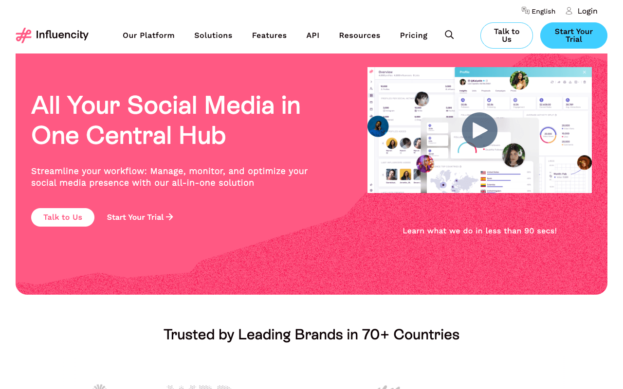 Influencity interface