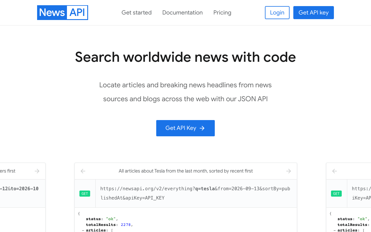 NewsAPI.org interface