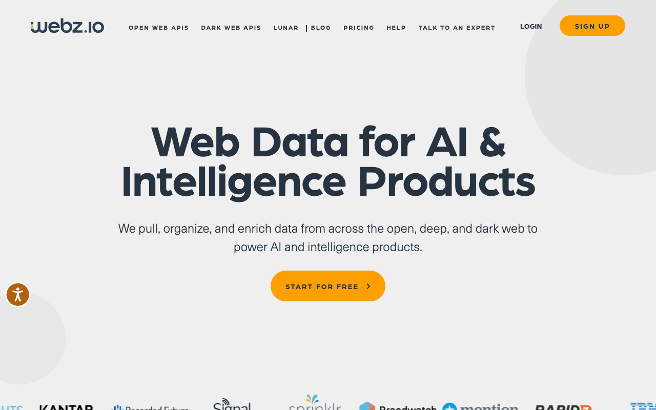 Webz.io interface