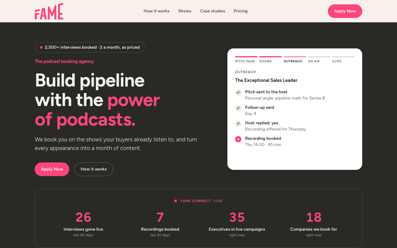 Fame Connect interface