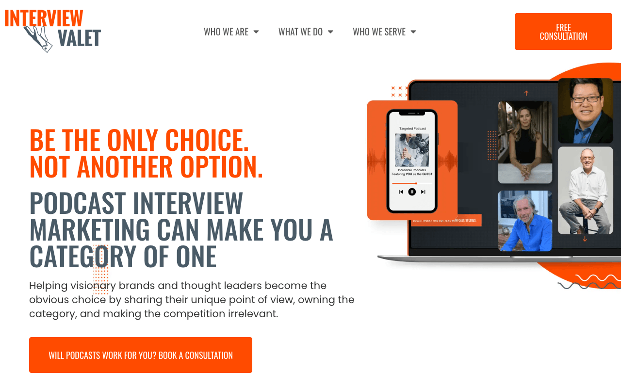 Interview Valet interface