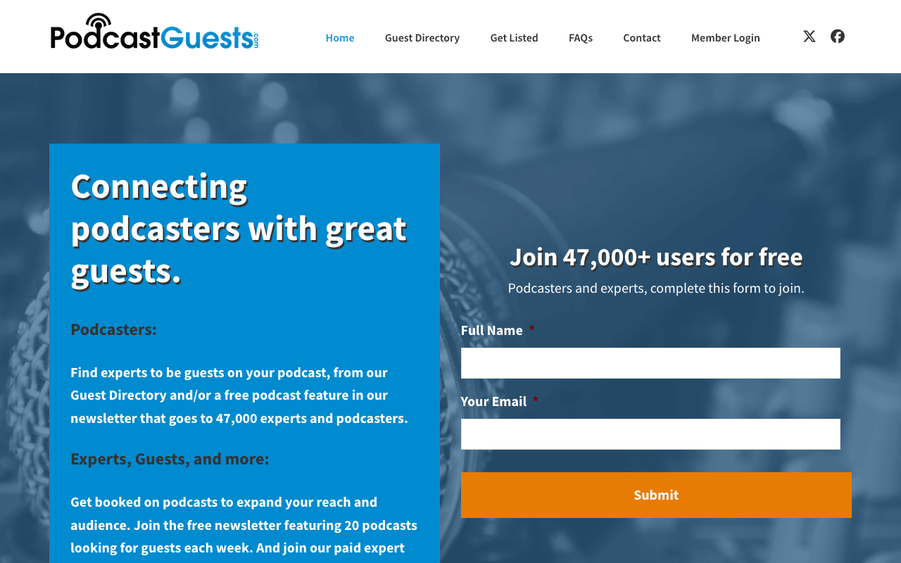 PodcastGuests.com interface