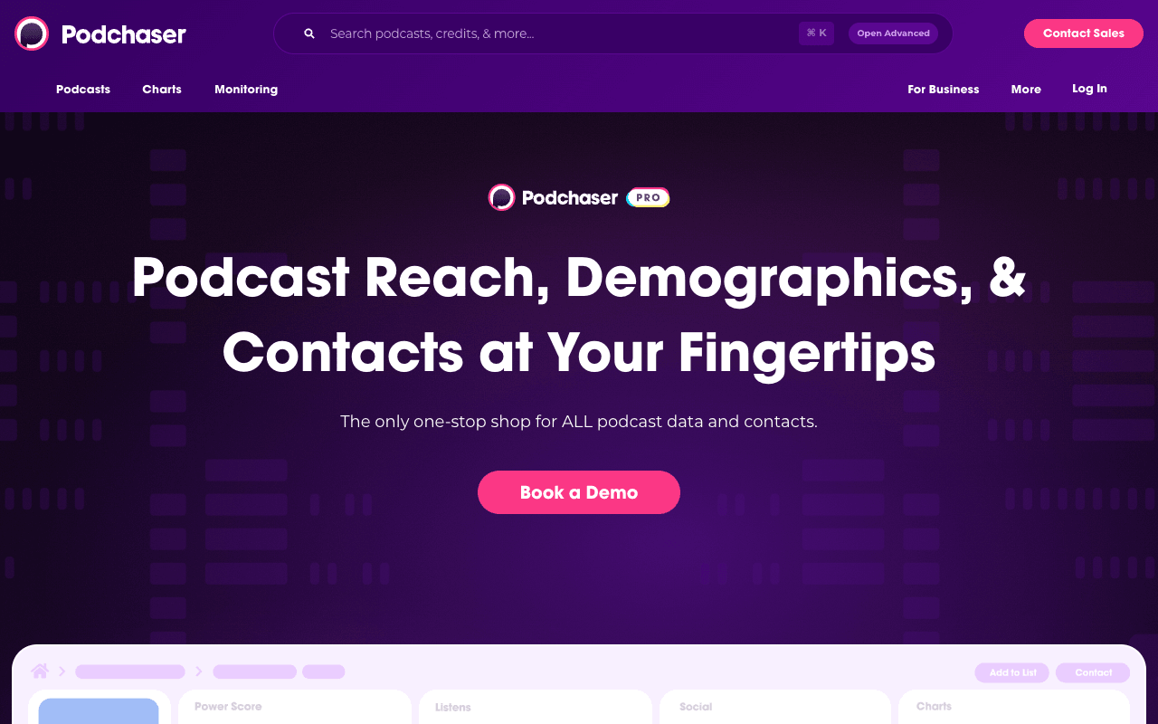 Podchaser Pro interface