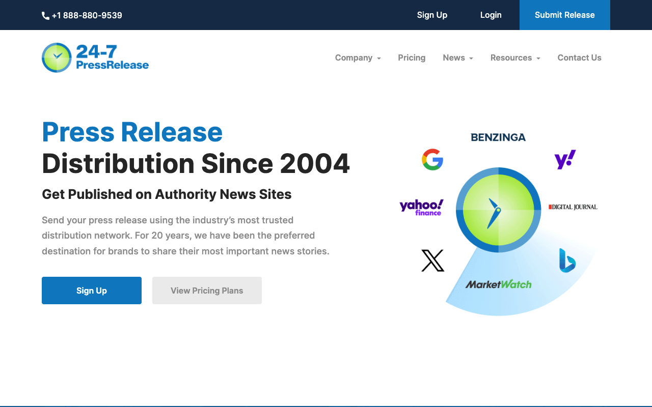 24-7 Press Release Newswire interface