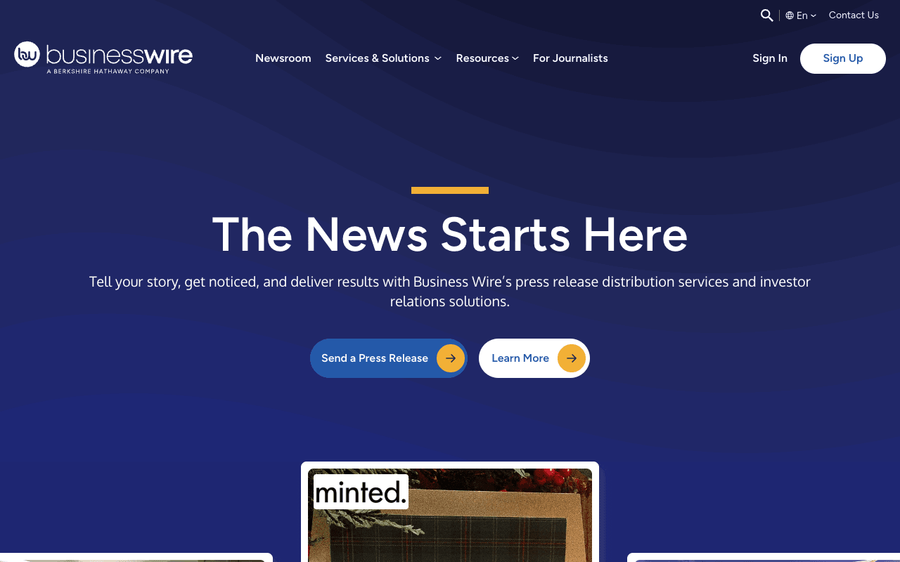 Business Wire interface