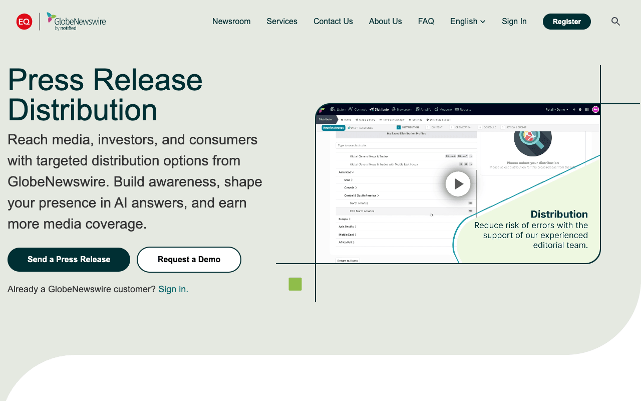 GlobeNewswire interface
