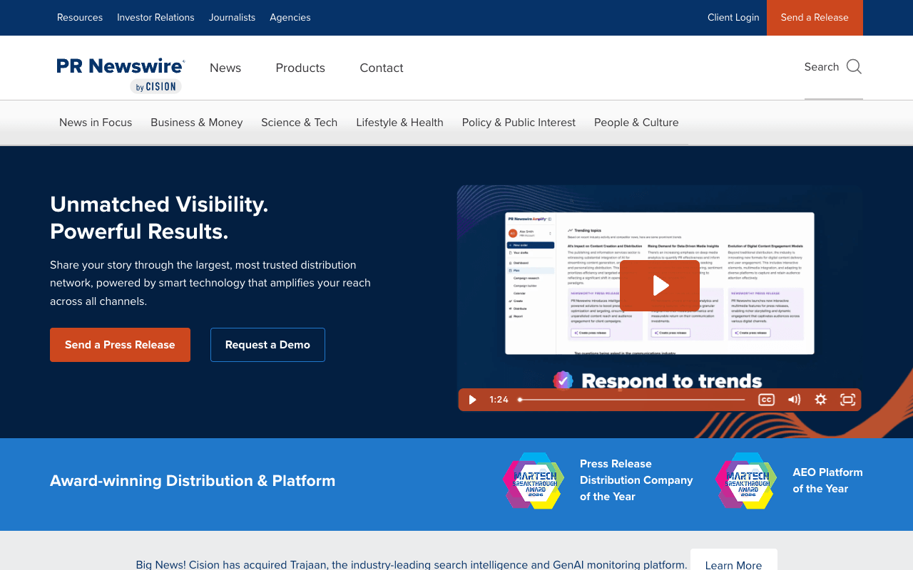 PR Newswire interface