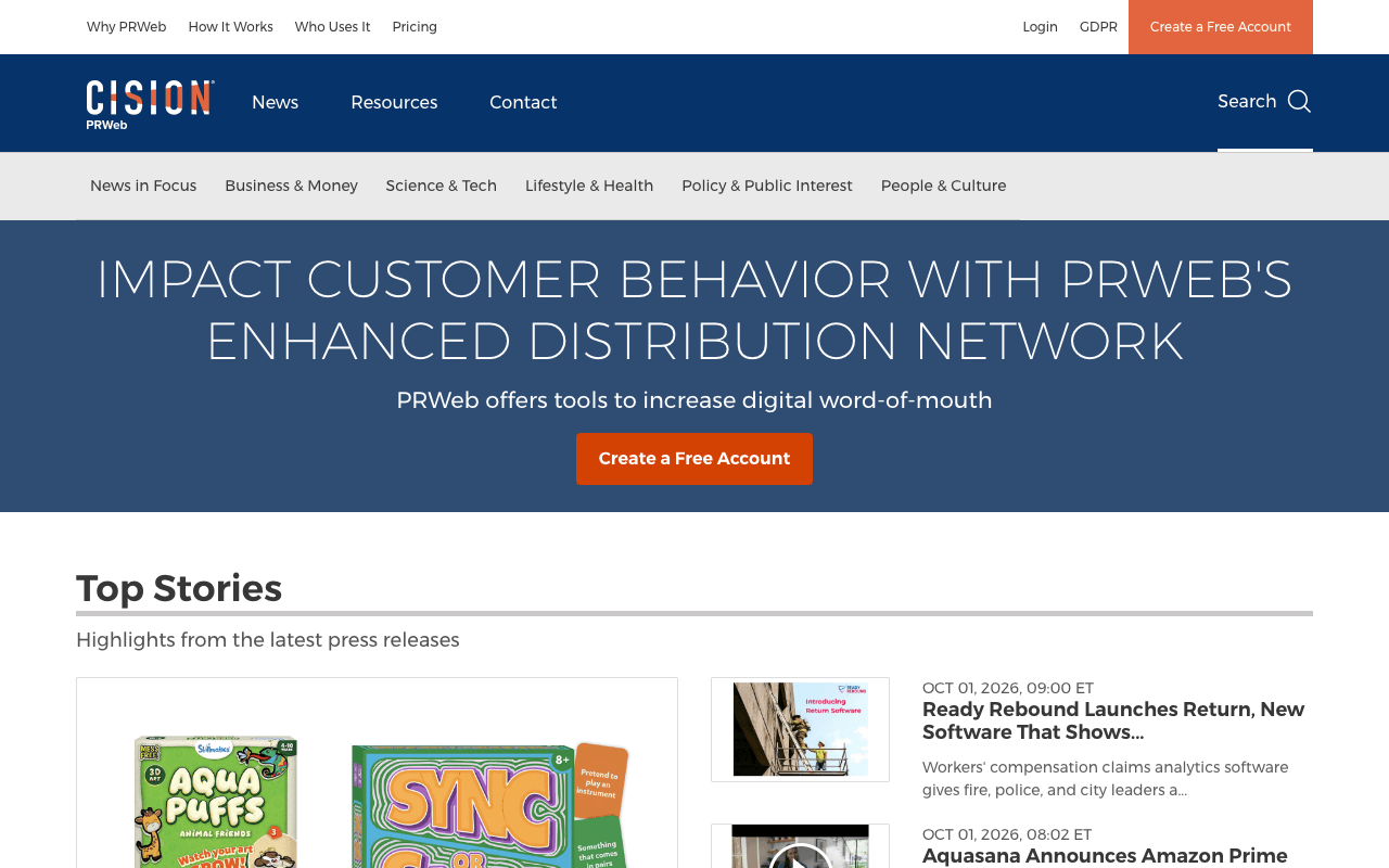 PRWeb interface
