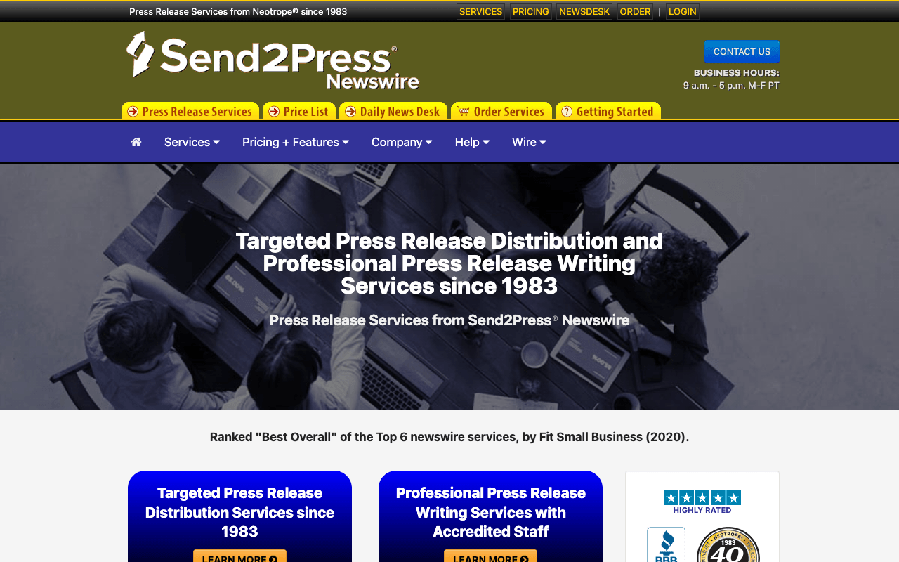 Send2Press Newswire interface