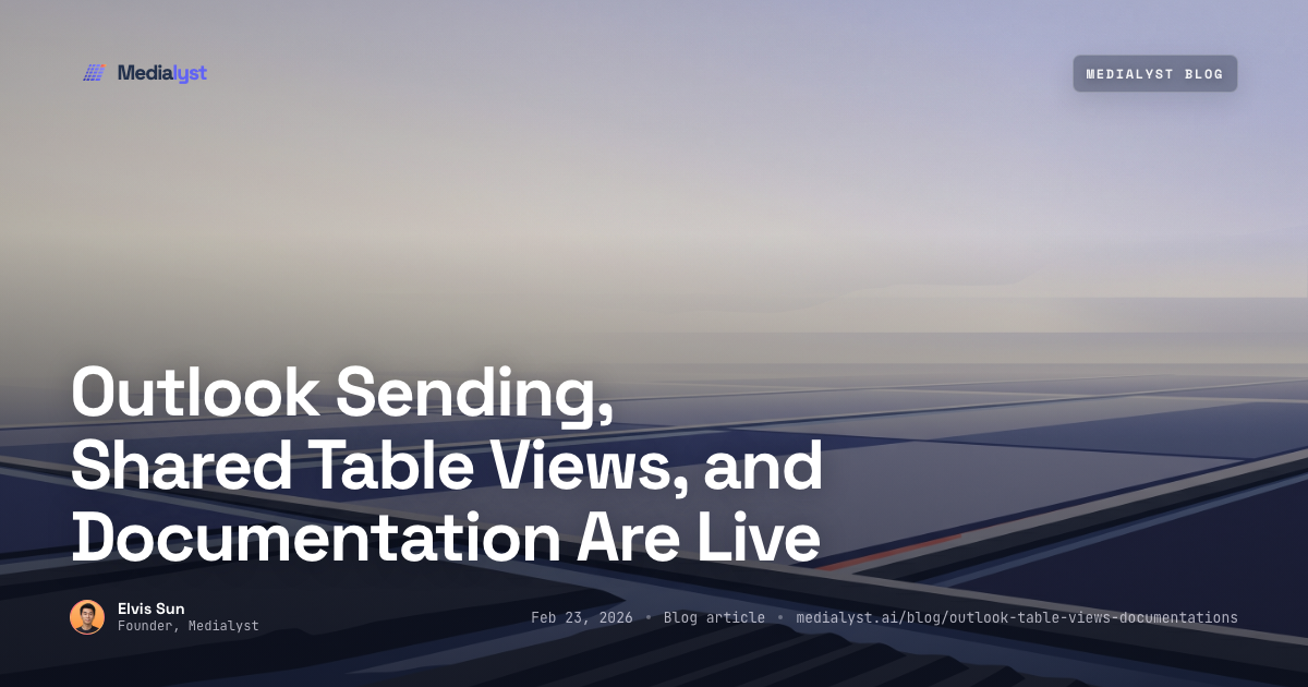 Outlook Sending, Shared Table Views, and Documentation Are Live ...