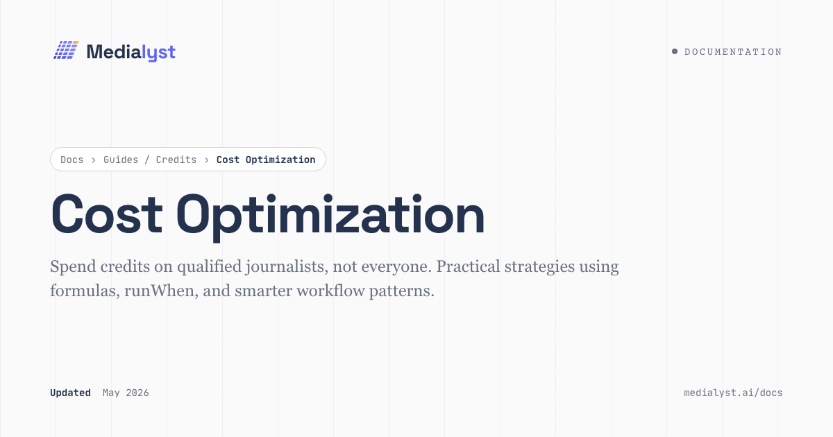 Cost Optimization | Documentation | Medialyst.ai