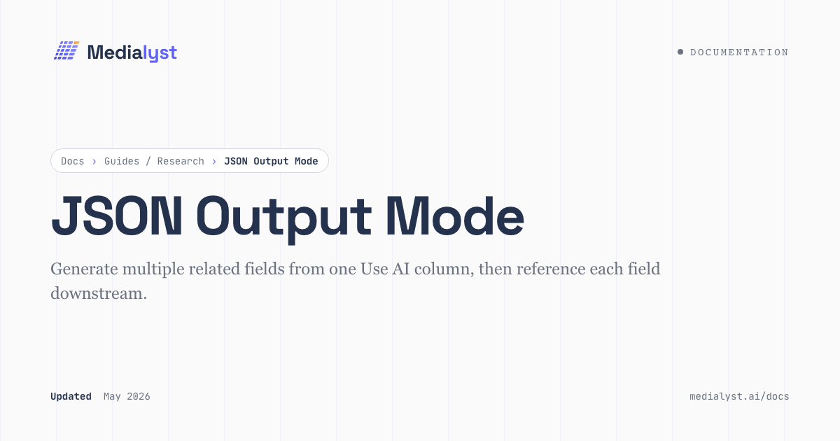 JSON Output Mode | Documentation | Medialyst.ai